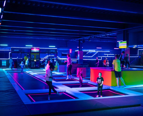 trampoline park witch soft obstacle