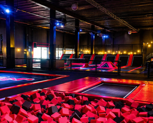 trampoline park concept with foam