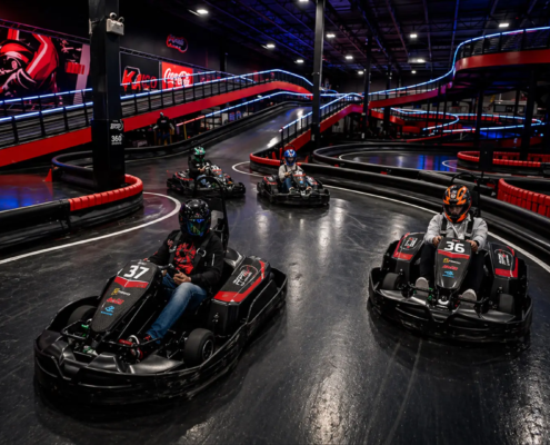 big go-kart track with neon