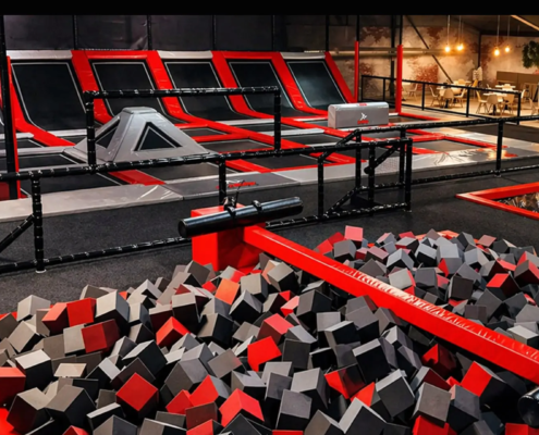 trampolien park concept with foam