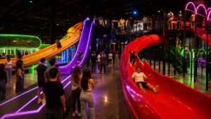 slide park slides Neon slides in a slide park