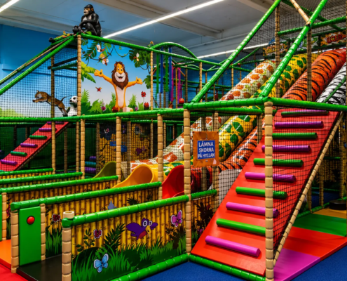 indoor play center leos Slides at Leo's lekland