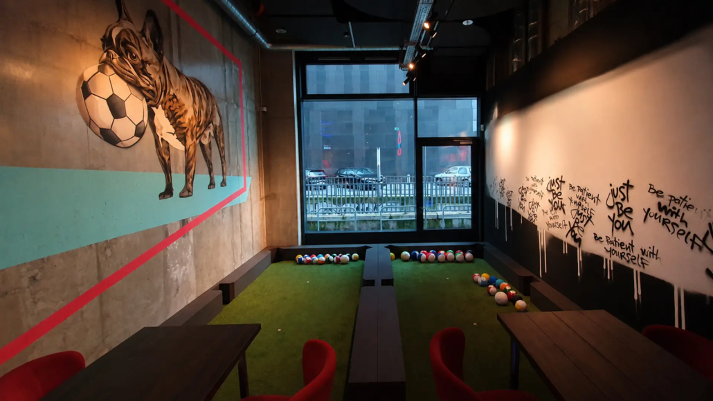 pool table fotball Fotball pool table in a social bar