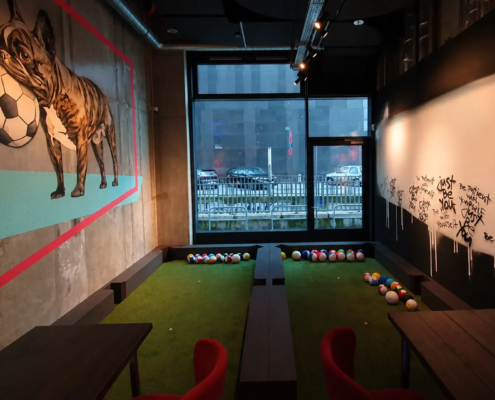 pool table fotball Fotball pool table in a social bar